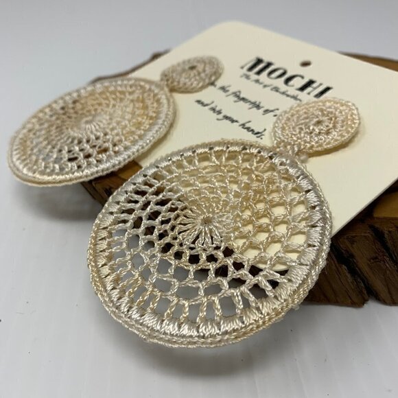 Mochi Earrings Crochet Hoop Pierced Dreamcatcher Boho - Picture 6 of 11